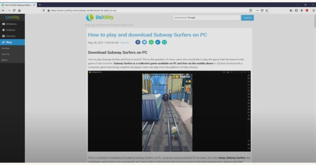 Download Subway surfers on Laptop Usitility